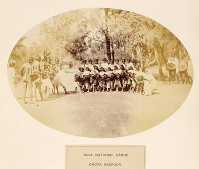 Cole National Dance, Chota Nagpoor, from The People of India, by J. Forbes Watson, published 1868 by English Photographer